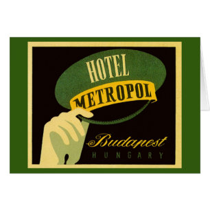 Cartão Viagens vintage Budapest Hungria Bellhop Hat