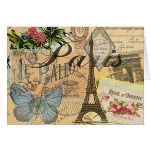 Cartão Viagens vintage Colorida da França de Paris