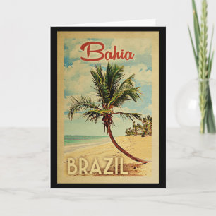 Cartão Viagens vintage de árvores de Palm Bahia