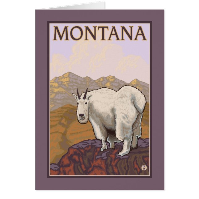 Cartão Viagens vintage de MontanaMountain Goat (Frente)
