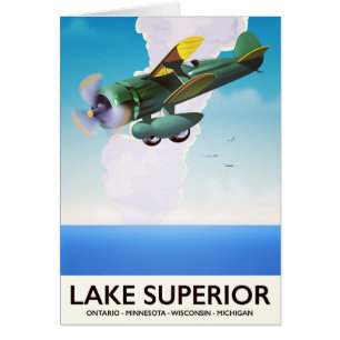Cartão Viagens vintage de poster do lago Superior