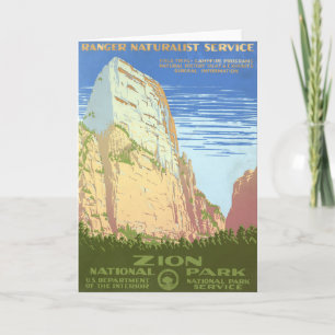 Cartão Viagens vintage de Poster Para Zion National Park