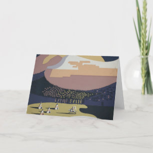 Cartão Viagens vintage de Poster Viagem de de para Montan