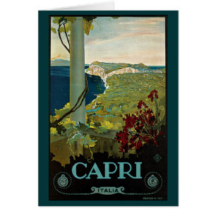 Cartão Viagens vintage, Ilha de Capri, Itália Costa Itali
