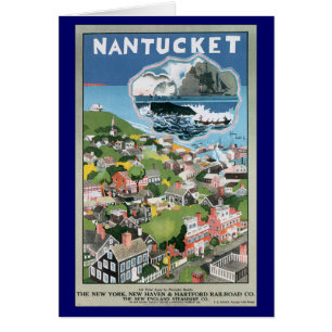 Cartão Viagens vintage, Mapa de Nantucket Island, MÃE