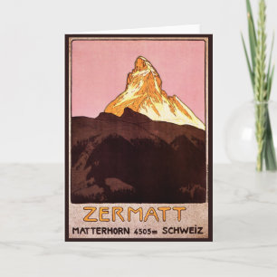Cartão Viagens vintage, Montanha Matterhorn, Suiça