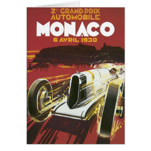 Cartão Viagens vintage Poster, Mônaco Grand Prix Auto Ra