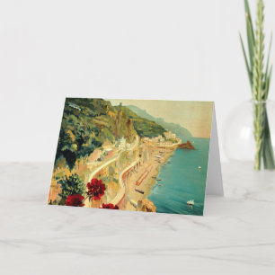 Cartão Viagens vintage, Praia Costeira Italiana Amalfi