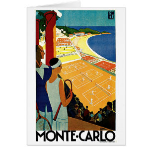 Cartão Viagens vintage, Tênis, Esportes, Monte Carlo Môna