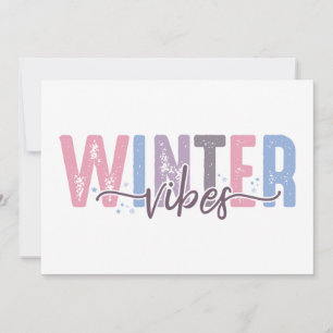 Cartão Vibrações de Inverno - Tipografia Pastel Suave