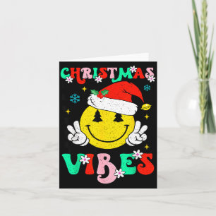 Cartão Vibrações de Natal Groovy Rosto Sorridente Chapéu