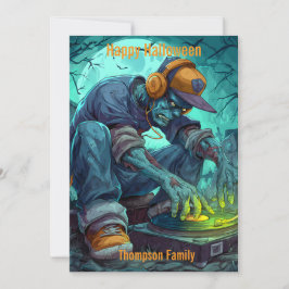 Cartão Vibrações de Rave de DJ Zumbi na Festa de Hallowee