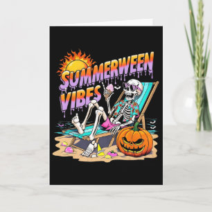 Cartão Vibrações de Summerween Esqueleto Abóbora Férias A