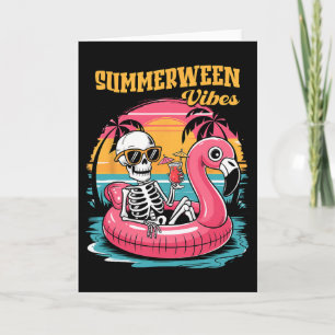 Cartão Vibrações de Summerween Esqueleto Férias de Verão