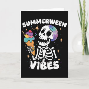 Cartão Vibrações de Summerween Esqueleto Sorvete Arte Ver