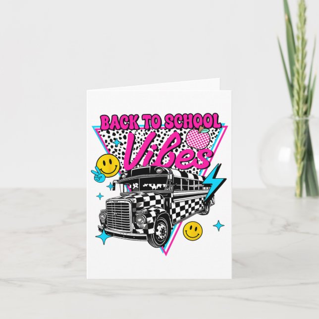 Cartão Vibrações de Volta às Aulas Ônibus Escolar Profess (Frente)