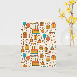 Cartão Vibrant Birthday Party Seamless Pattern