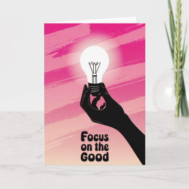 Cartão Vibrant Pink Lightbulb Idea Focus on the Good card (Frente)