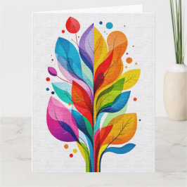 Cartão Vibrant Rainbow Leaves Abstract Tree Of Life