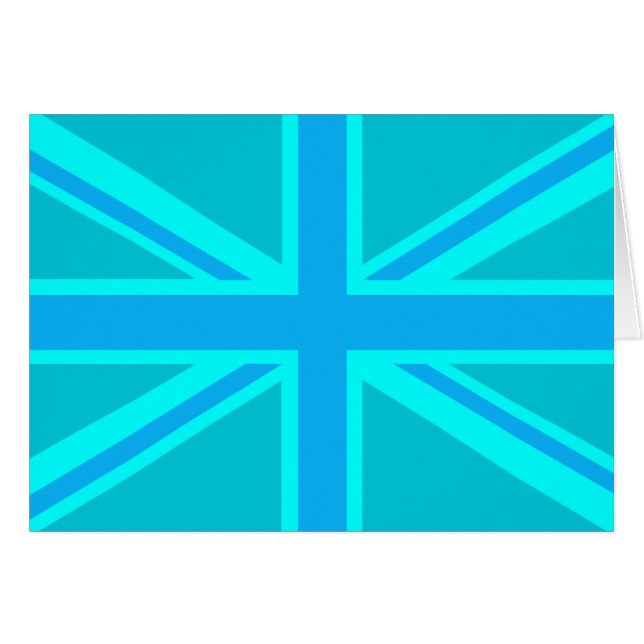 Cartão Vibrant Turquoise Union Jack British Flag (Frente Horizontal)