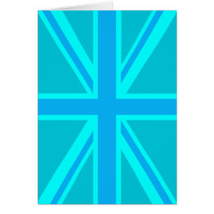 Cartão Vibrant Turquoise Union Jack British Flag