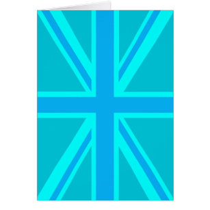 Cartão Vibrant Turquoise Union Jack British Flag
