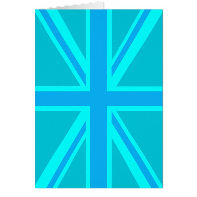 Cartão Vibrant Turquoise Union Jack British Flag (Frente)