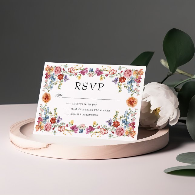 Cartão Vibrant Victorian Garden Flowers Weders RSVP (Criador carregado)