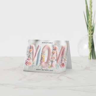 Cartão vibrante de Dia das Mães em rosa pastel