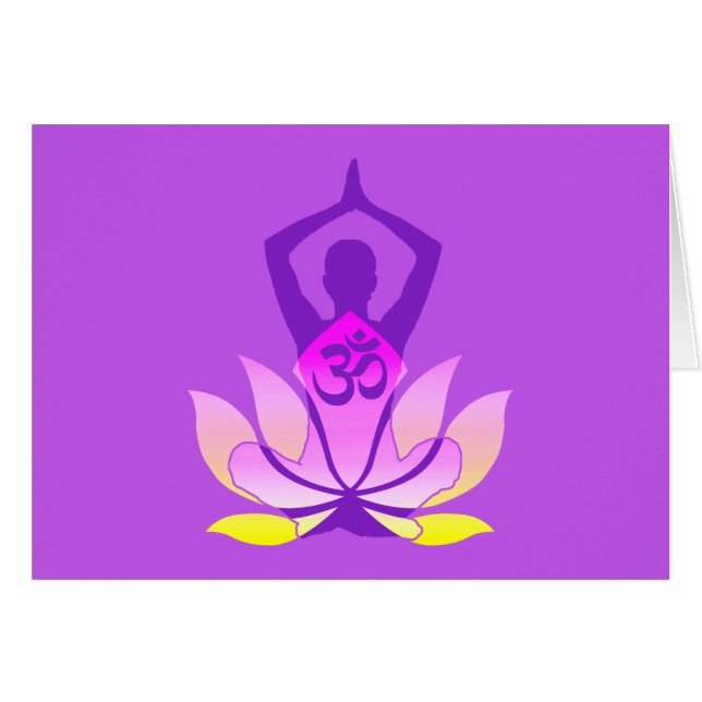 Cartão Vibrante OM Namaste Espiritual Lotus Flower Yoga (Frente Horizontal)
