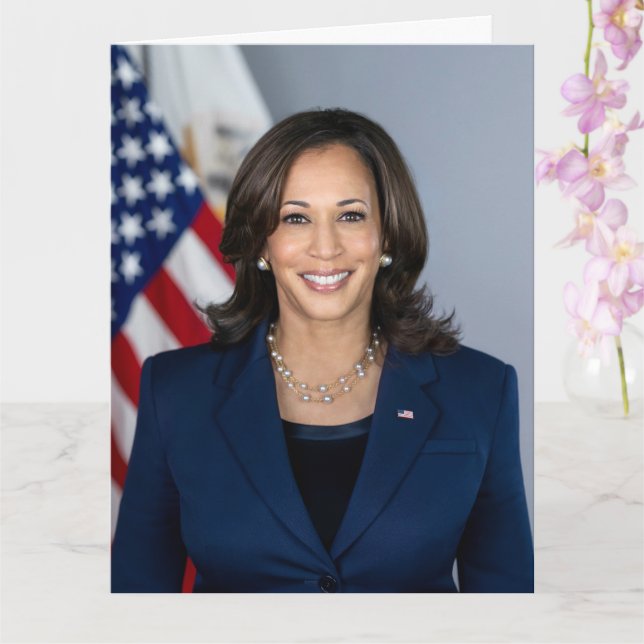 Cartão Vice-Presidente Kamala Harris Retrato Birthday (Orquídea)