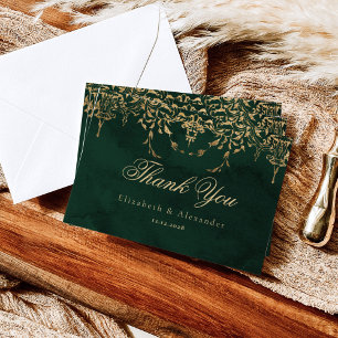 Cartão Victorald Emerald Dourado obrigado de casamento re