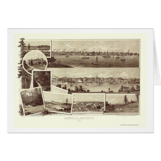 Cartão Victoria, BC, mapa panorâmico de Canadá - 1884