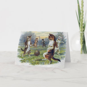 Cartão Victorian Cat Soccer Match Note Card