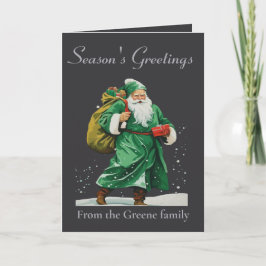Cartão Victorian Father Christmas Wearing Green Robes Cut