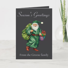 Cartão Victorian Father Christmas Wearing Green Robes Cut