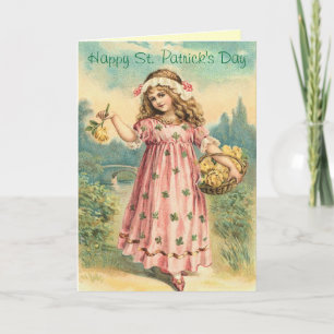 Cartão Victorian Girl St. Patrick's Day Greeting Card
