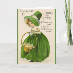 Cartão Victorian Irish Girl St. Patrick's Day Card