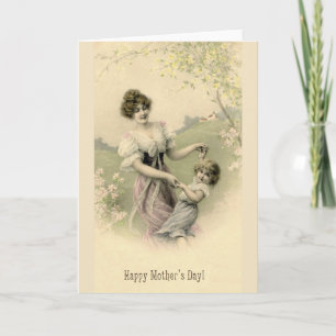 Cartão Victorian Mother and Child Mother's Day Card