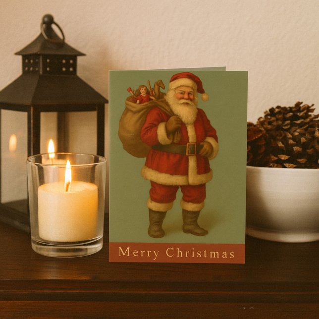 Cartão Victorian Santa Illustration Timeless Holiday (Criador carregado)