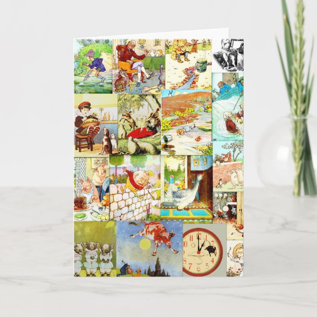 Cartão Victorian Vintage Childrens Nursery Rhymes Montage (Frente)