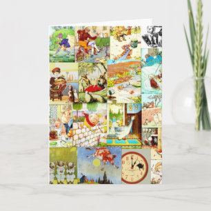 Cartão Victorian Vintage Childrens Nursery Rhymes Montage