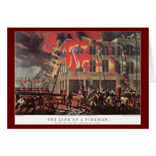 Cartão Vida de bombeiro, fogos de artifício de negócios v