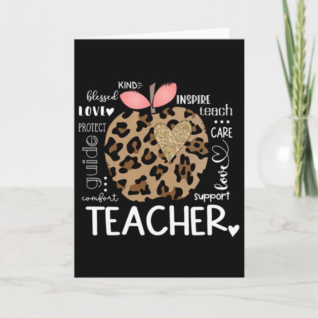 Cartão Vida de Professor Leopardo Maçã Dia dos Professore (Frente)