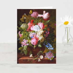 Cartão Vida Estática Da Flor De Rosas, Tulipas E Hiacint