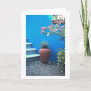 Cartão "Vida Estática Mexicana" (Vase, Muro Azul, Escadar