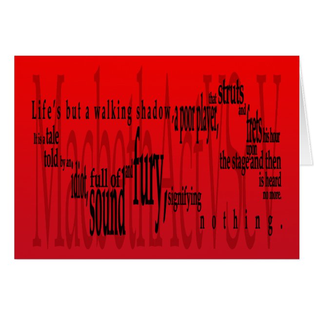Cartão "Vida mas uma sombra de passeio" Macbeth (Frente Horizontal)