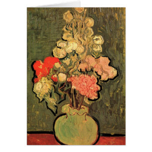 Cartão Vida morta Vase Rosa-Mallows Van Gogh Belas Artes