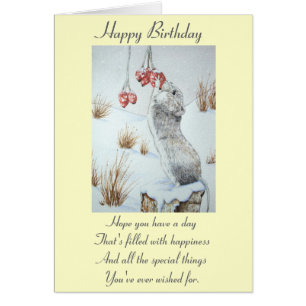 Cartão Vida selvagem de ratos e bagas vermelhas e de neve