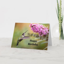 Cartão Vida Selvagem Hummingbird Foto Floral Aniversário